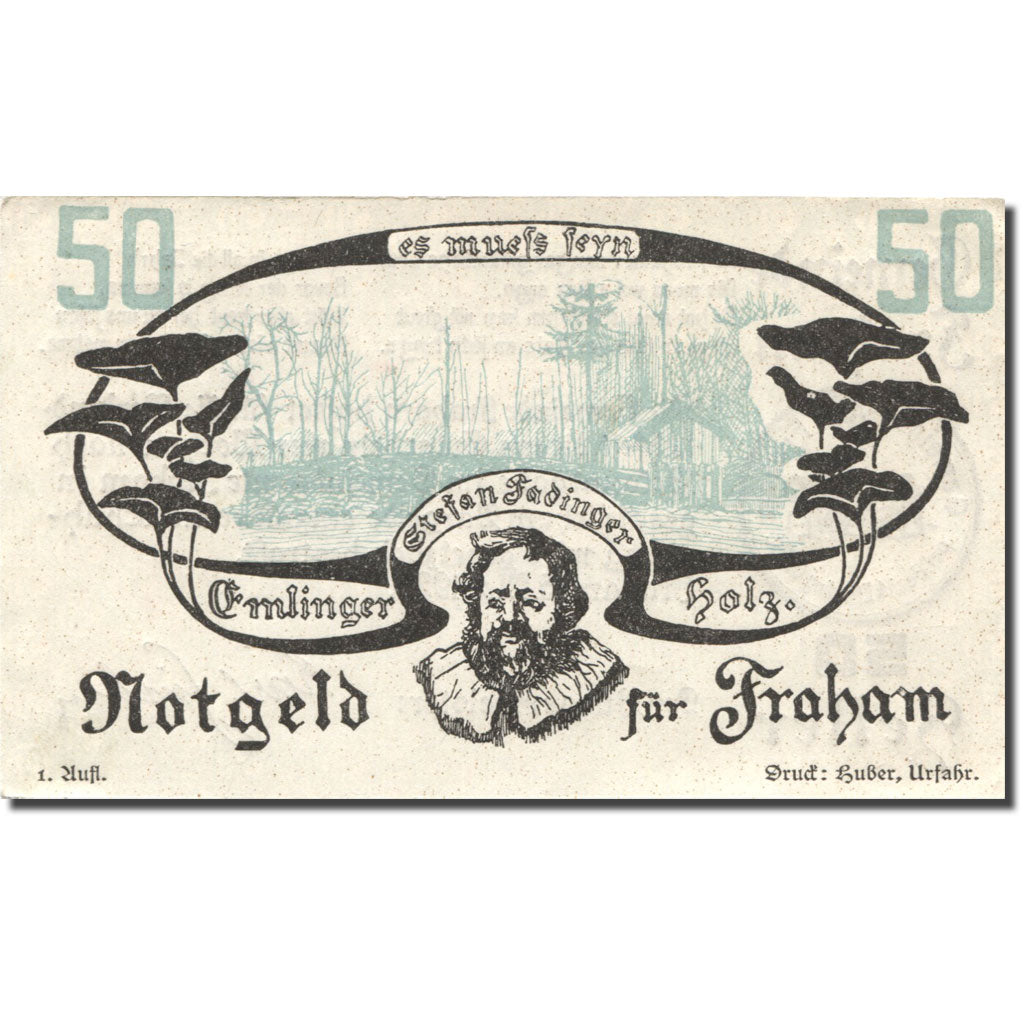 Banconote, Austria, Fraham, 50 Heller, Forêt 1920-05-15, SPL Mehl:FS 205a