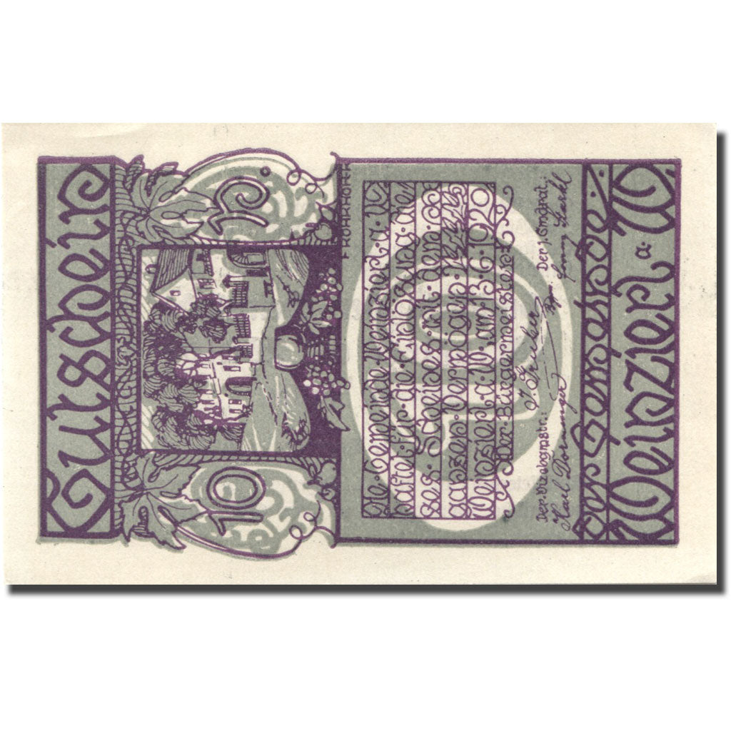 Billet, Autriche, Weinzierl, 10 Heller, manoir 1920-12-31, SPL Mehl:FS 1152