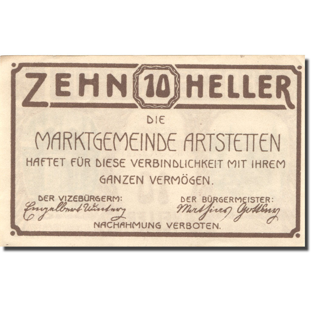 Banconote, Austria, Artstetten, 10 Heller, château, 1920 SPL Mehl: FS 52a