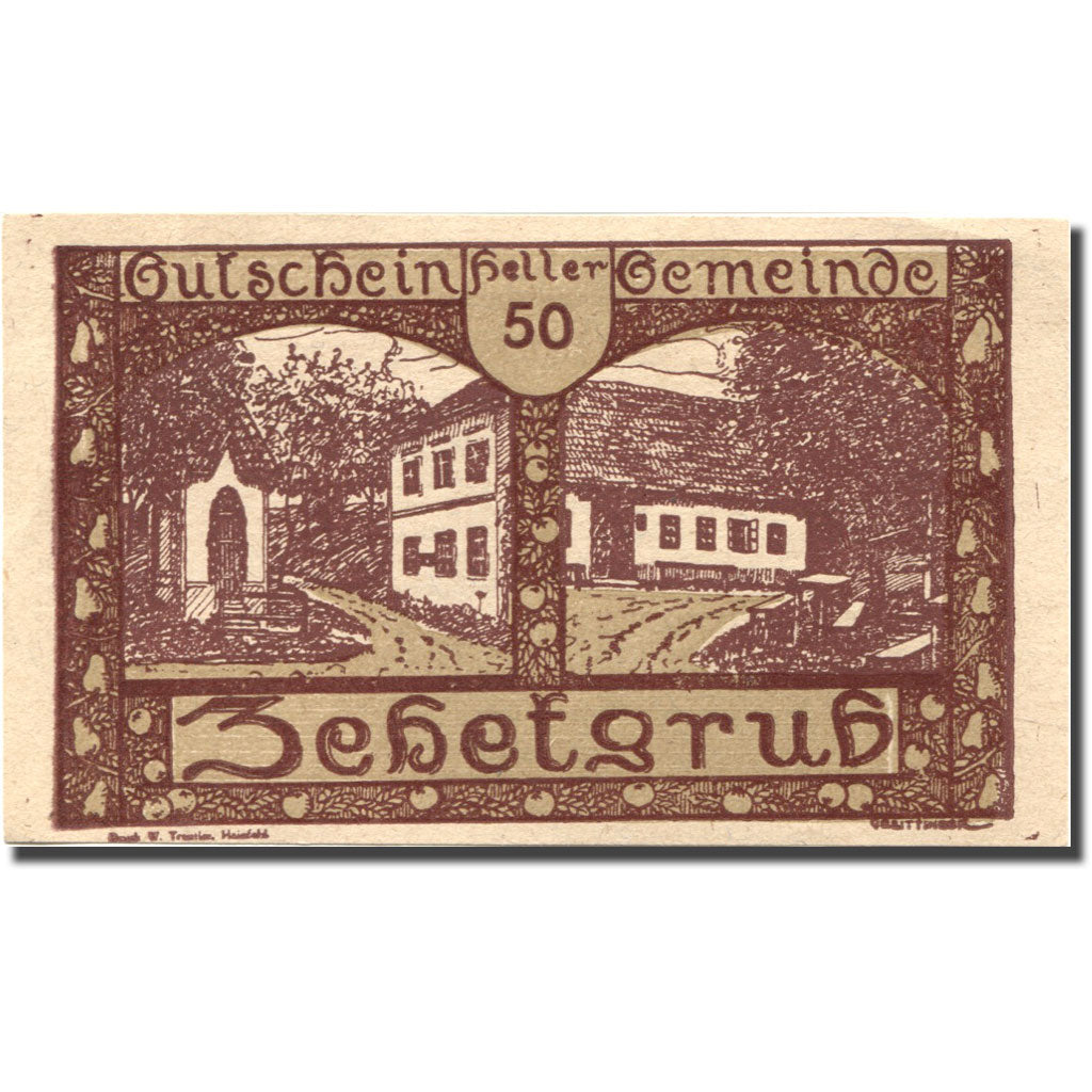 Geldschein, Österreich, Zehetgrub, 50 Heller, Maison, 1920 UNZ- Mehl:FS 1262a