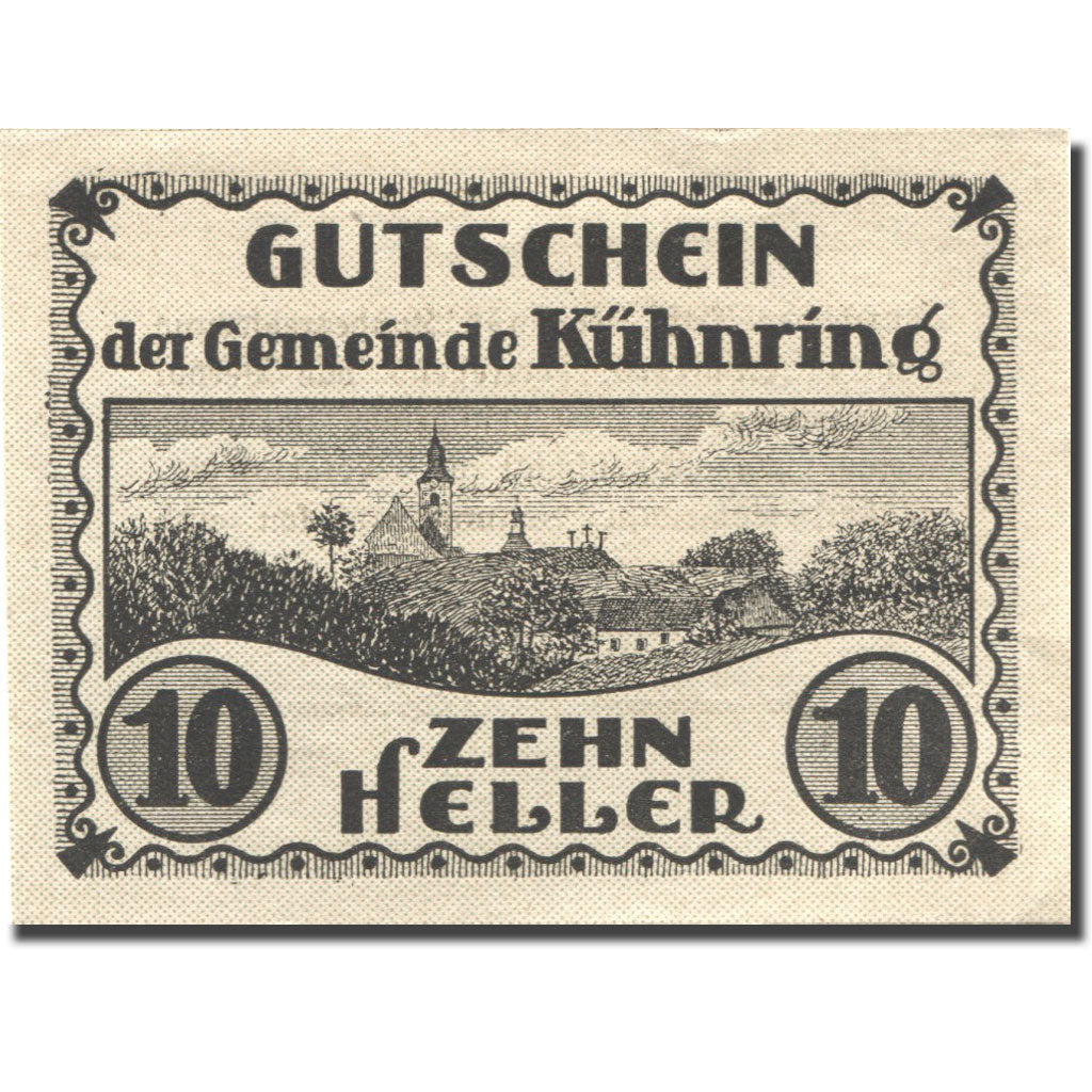 Geldschein, Österreich, Kühnring, 10 Heller, Eglise, 1920 UNZ- Mehl:FS 489f