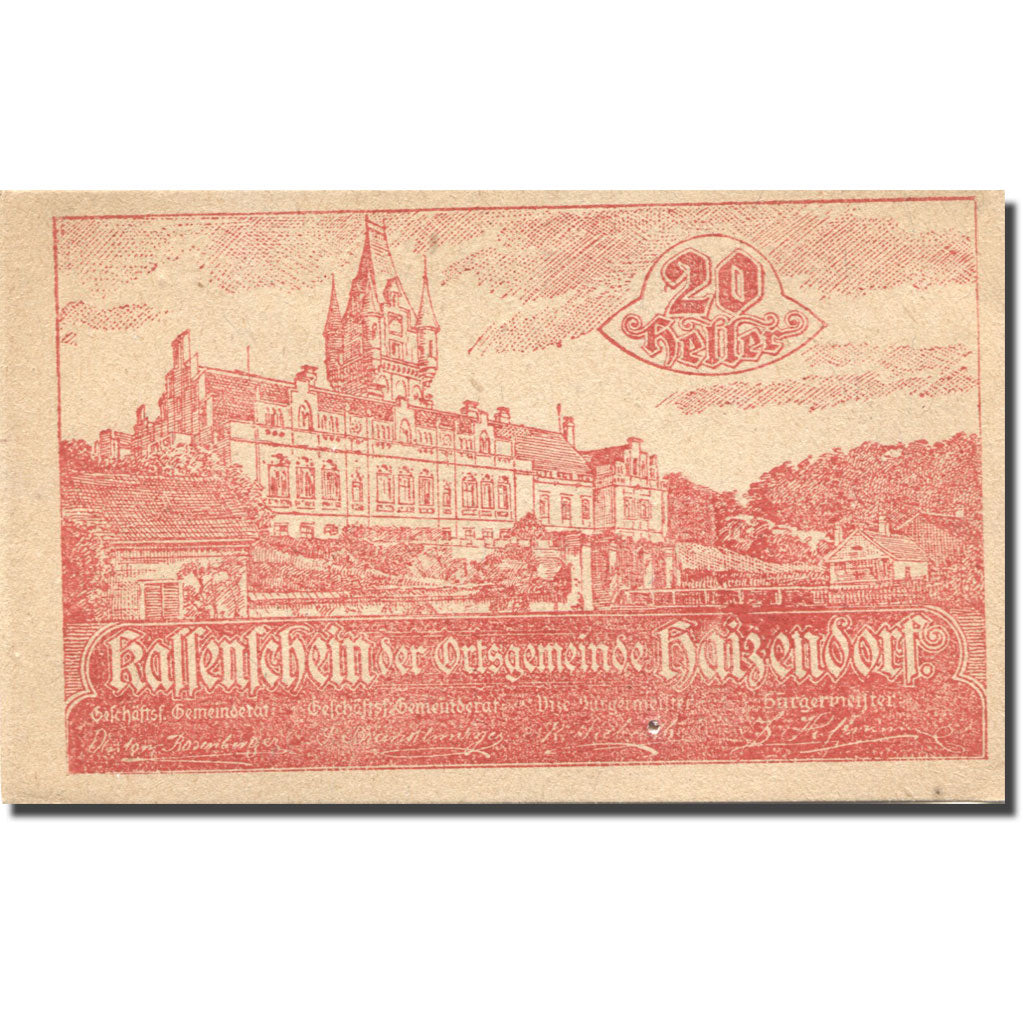 Geldschein, Österreich, Haizendorf, 20 Heller, château, 1920 VZ+ Mehl: FS 341Ib