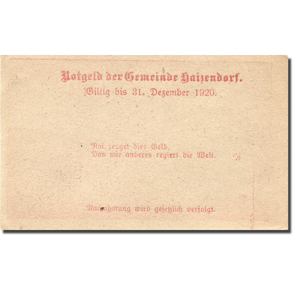 Geldschein, Österreich, Haizendorf, 20 Heller, château, 1920 VZ+ Mehl: FS 341Ib
