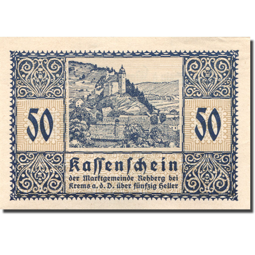 Banconote, Austria, Rehberg, 50 Heller, château 1920-12-31, SPL Mehl:FS 826