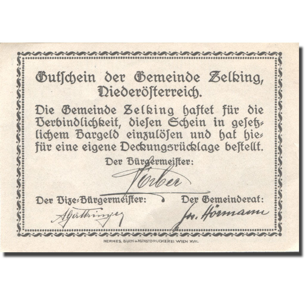 Banconote, Austria, Zelking, 50 Heller, Eglise, 1920,  SPL, Mehl:FS 1267