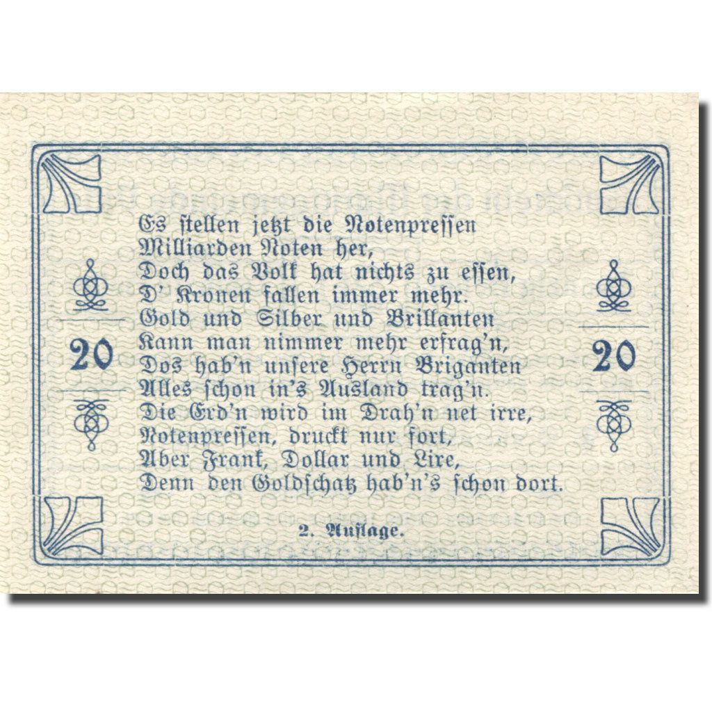 Banconote, Austria, Vitis, 20 Heller, valeur faciale, 1920 SPL Mehl:FS 1115II