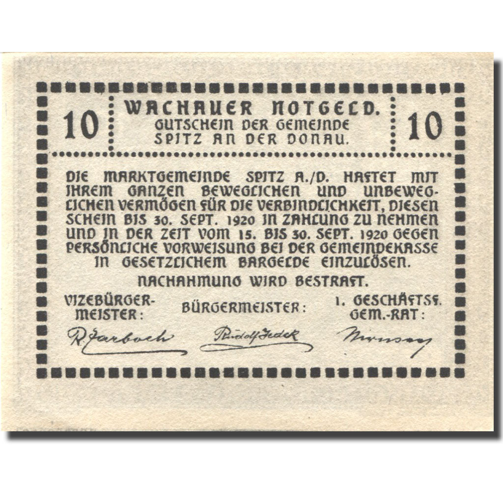 Geldschein, Österreich, Spitz 10Heller Blason 1920 UNZ Mehl:FS 1122.12IIc