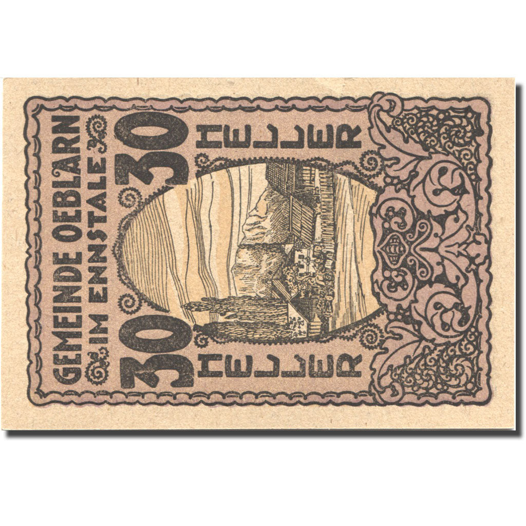 Billet, Autriche, Oeblarn, 30 Heller, paysage, 1920 TTB+, Mehl:FS 700IIa