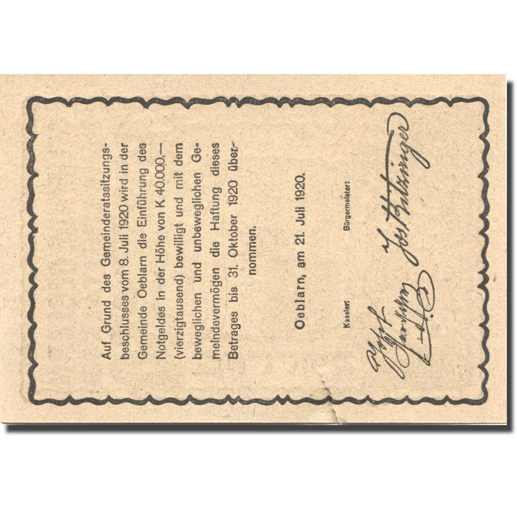 Billet, Autriche, Oeblarn, 30 Heller, paysage, 1920 TTB+, Mehl:FS 700IIa