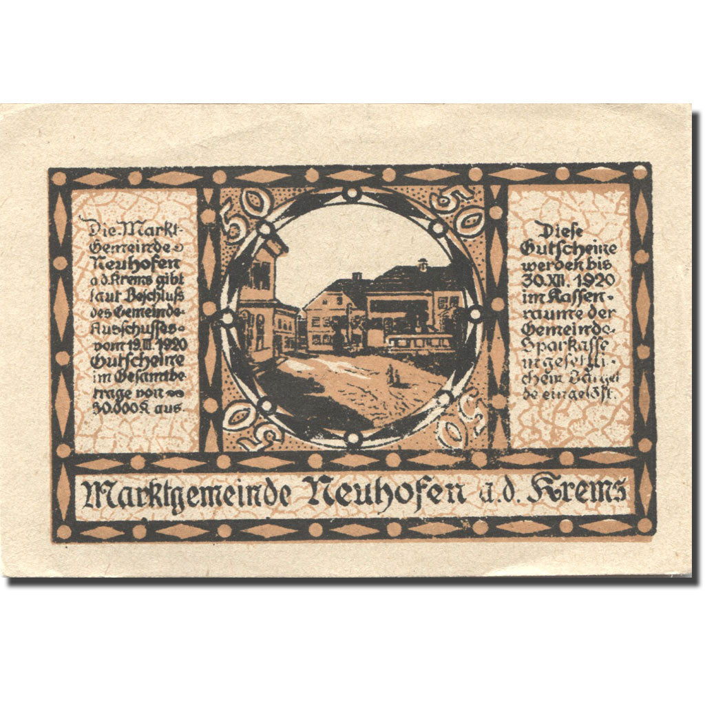 Billet, Autriche, Neuhofen, 50 Heller, village 1920-12-30, SUP Mehl:FS 648a