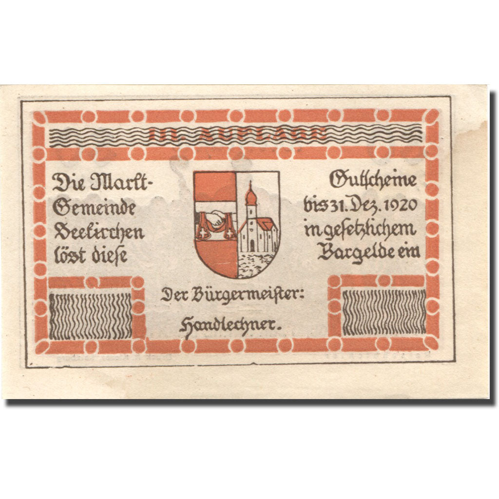 Banconote, Austria, Seekirchen, 80 Heller, Blason, 1920 SPL- Mehl:FS 648a