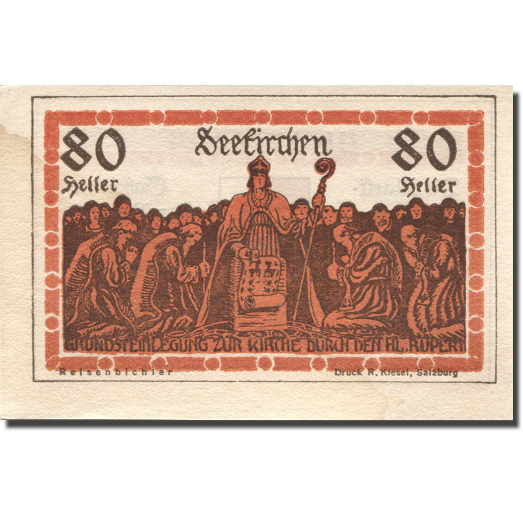 Banconote, Austria, Seekirchen, 80 Heller, Blason, 1920 SPL- Mehl:FS 648a