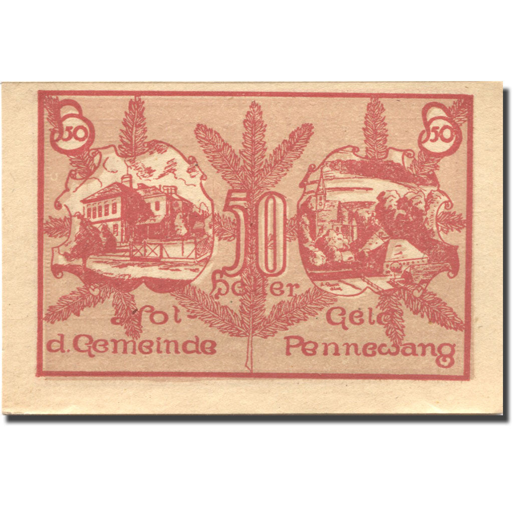 Banconote, Austria, Pennewang, 50 Heller, village, 1920 SPL Mehl:FS 727b