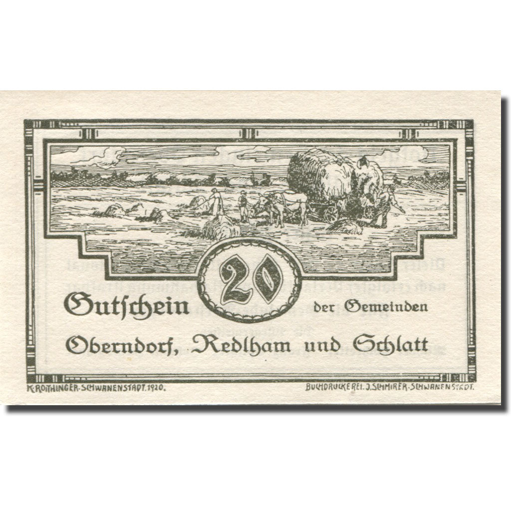 Banconote, Austria, Oberndorf, 20 Heller, agriculteur, SPL, Mehl:FS 688b