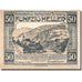 Geldschein, Österreich, Ternberg, 50 Heller, paysage, 1921 UNZ- Mehl:FS 1063