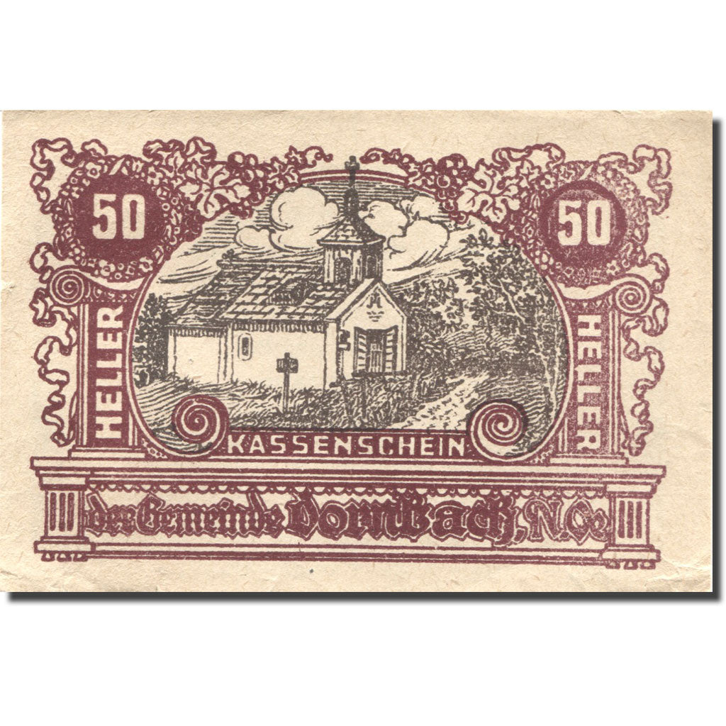 Biljet, Oostenrijk, Dornbach, 50 Heller, Eglise, SUP, Mehl:FS 132c