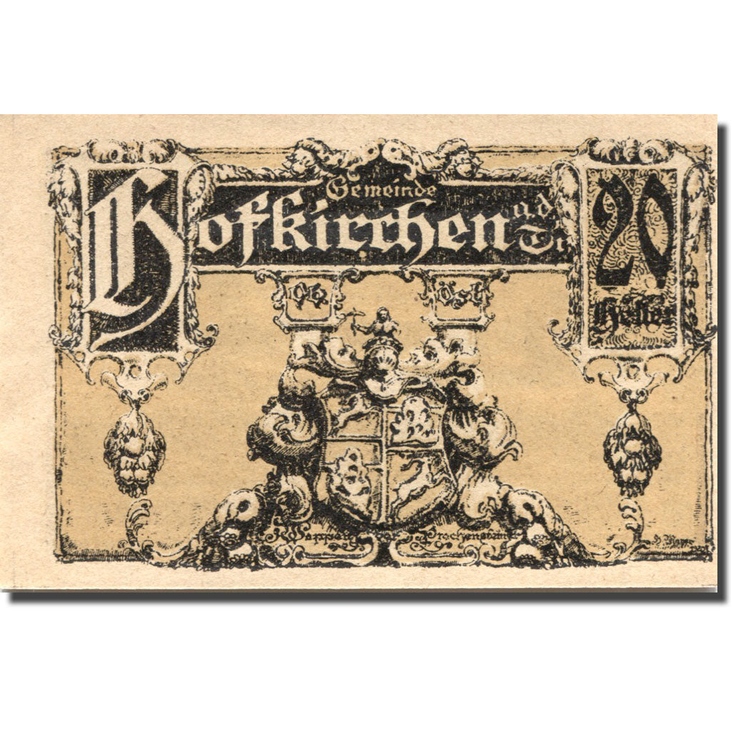 Banconote, Austria, Hofkirchen, 20 Heller, Blason 2, 1921 SPL Mehl:FS 385a