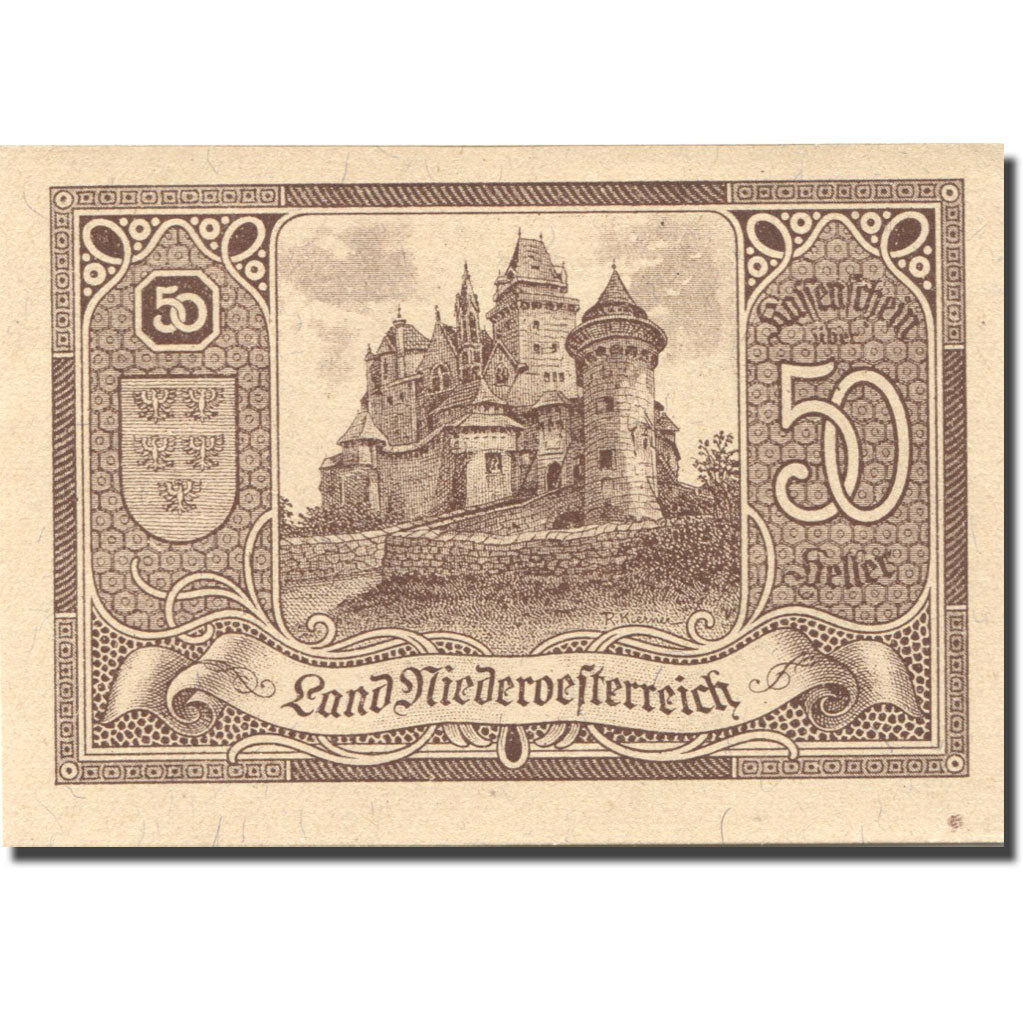 Nota, Áustria, Wien, 50 Heller, château 1,1920 UNC(63), Mehl:FS 671IIa