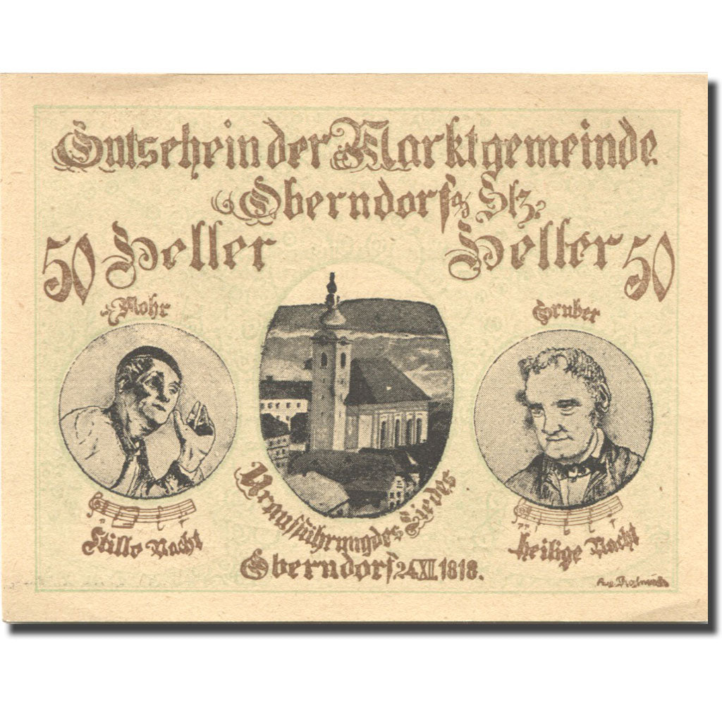 Geldschein, Österreich, Berndorf, 50 Heller, Eglise, 1920, UNZ- Mehl:FS 690a