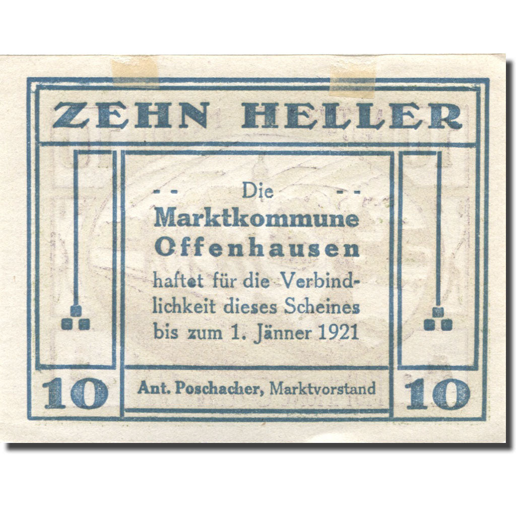 Geldschein, Österreich, Offenhausen, 10 Heller, agriculteur 1921 VZ Mehl:FS 705c