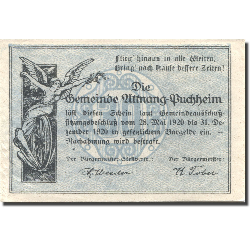 Geldschein, Österreich Attnang-Puchheim, 30 Heller, Eglise, 1920 VZ Mehl:FS 61II