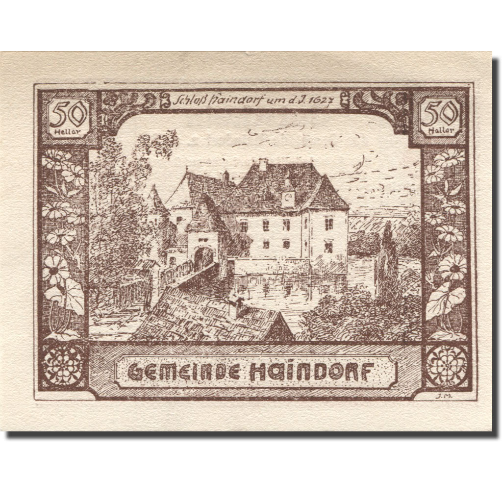 Billet, Autriche, Haindorf, 50 Heller, château 1920-12-30, SUP+, Mehl:FS 339