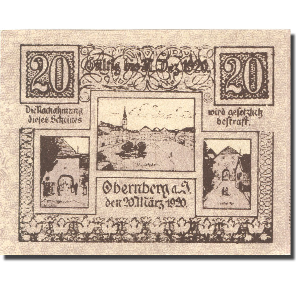 Banconote, Austria, Obernberg, 20 Heller, Blason 1920-03-20, SPL Mehl:FS 686Ia