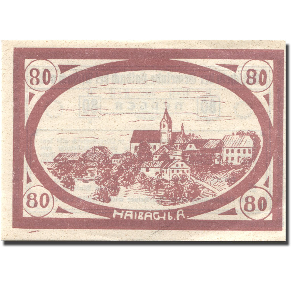 Banconote, Austria, Aschach 80 Heller, village, 1920 SPL Mehl:FS 332IIb
