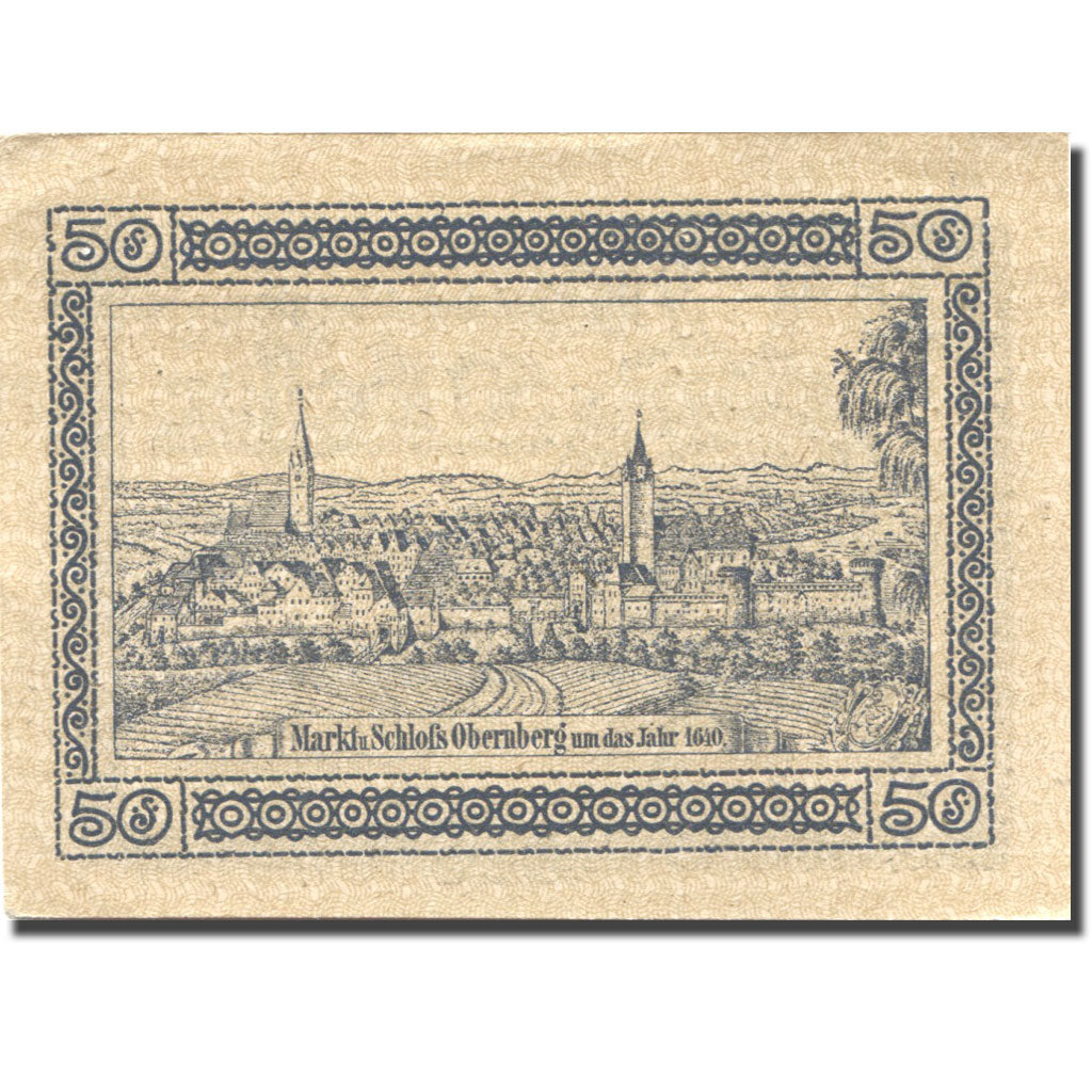 Banknot, Austria, Obernberg, 50 Heller, village, 1920, 1920-12-31, AU(55-58)