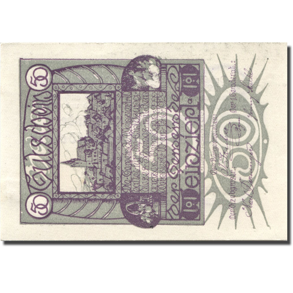 Billete, Austria, Weinzierl, 50 Heller, village, 1920 EBC Mehl:FS 1153