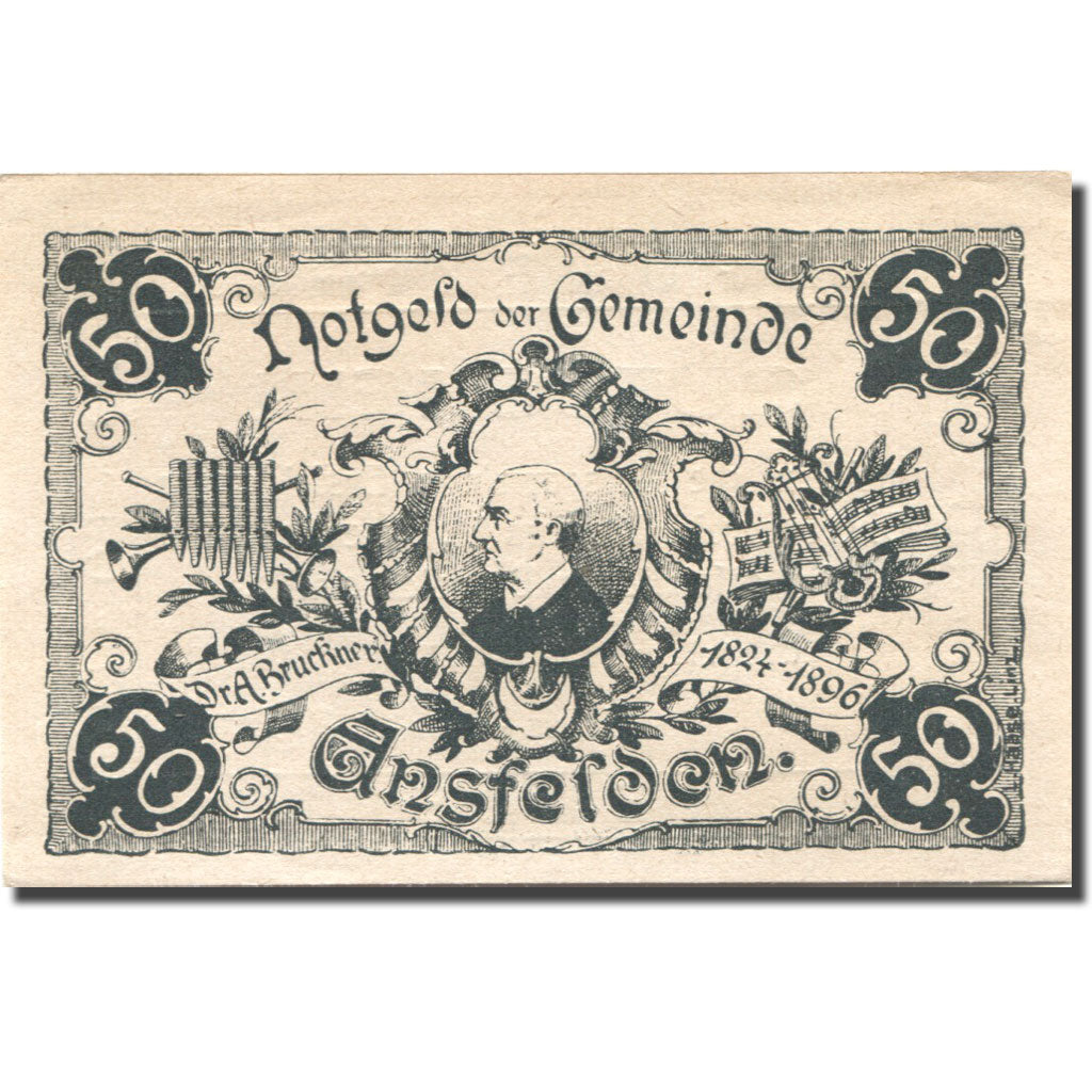 Geldschein, Österreich, Ansfelden, 50 Heller, personnage, 1920 UNZ Mehl:FS 45Ia
