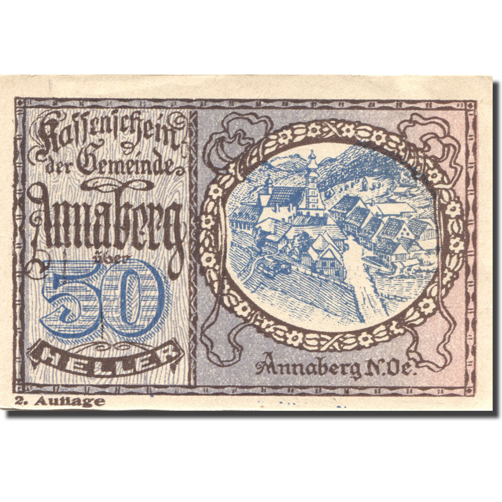 Geldschein, Österreich, Annaberg, 50 Heller, village, 1920 VZ Mehl:FS 44a