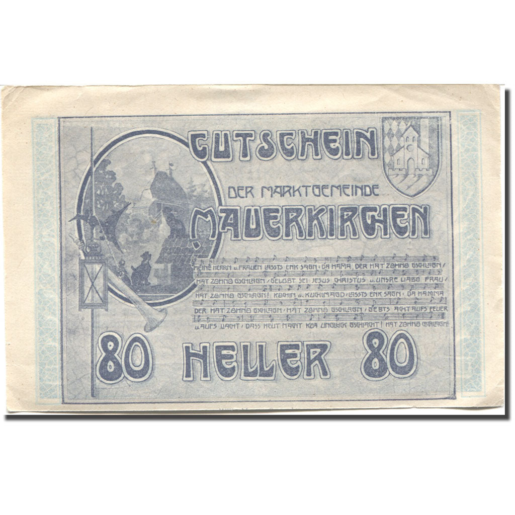 Banconote, Austria, Mauerkirchen, 80 Heller, Blason, 1920 BB+  Mehl:FS 598IIa