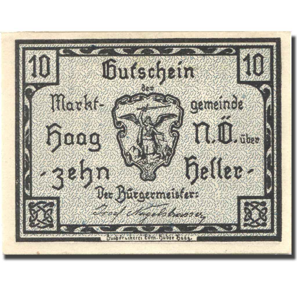 Banconote, Austria, Haag, 10 Heller, Blason, 1920, 1920-12-31, SPL, Mehl:FS 318V