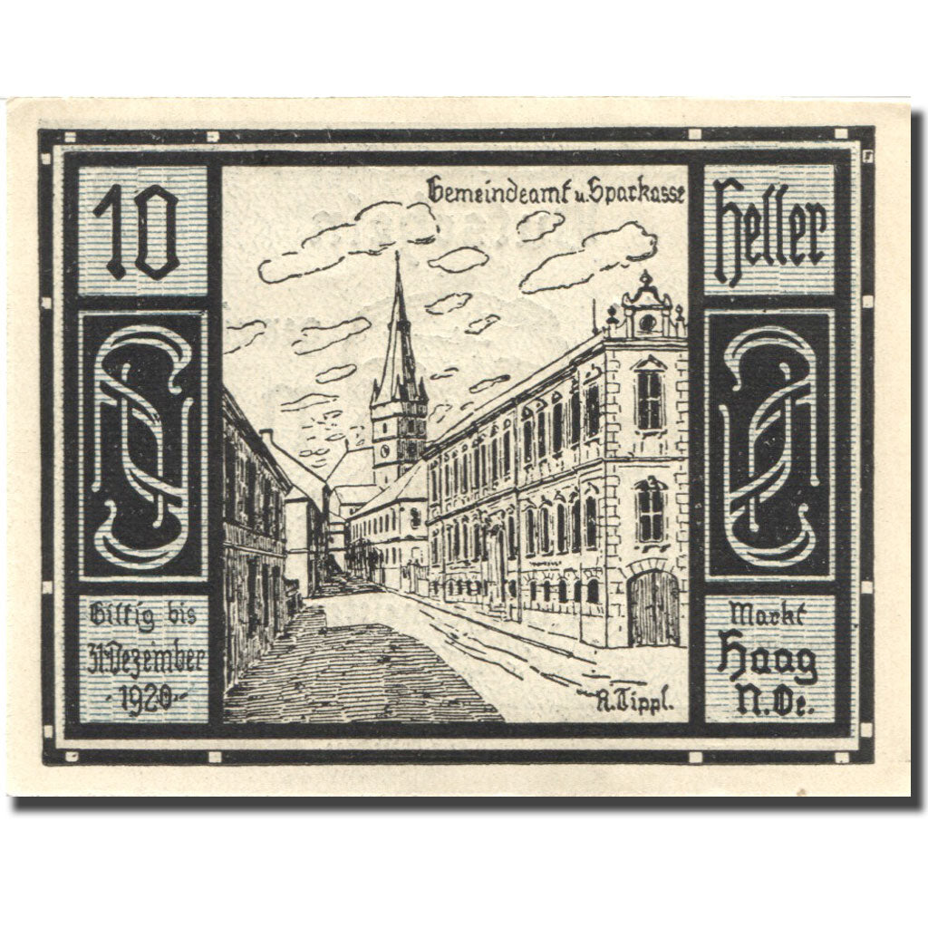 Banconote, Austria, Haag, 10 Heller, Blason, 1920, 1920-12-31, SPL, Mehl:FS 318V