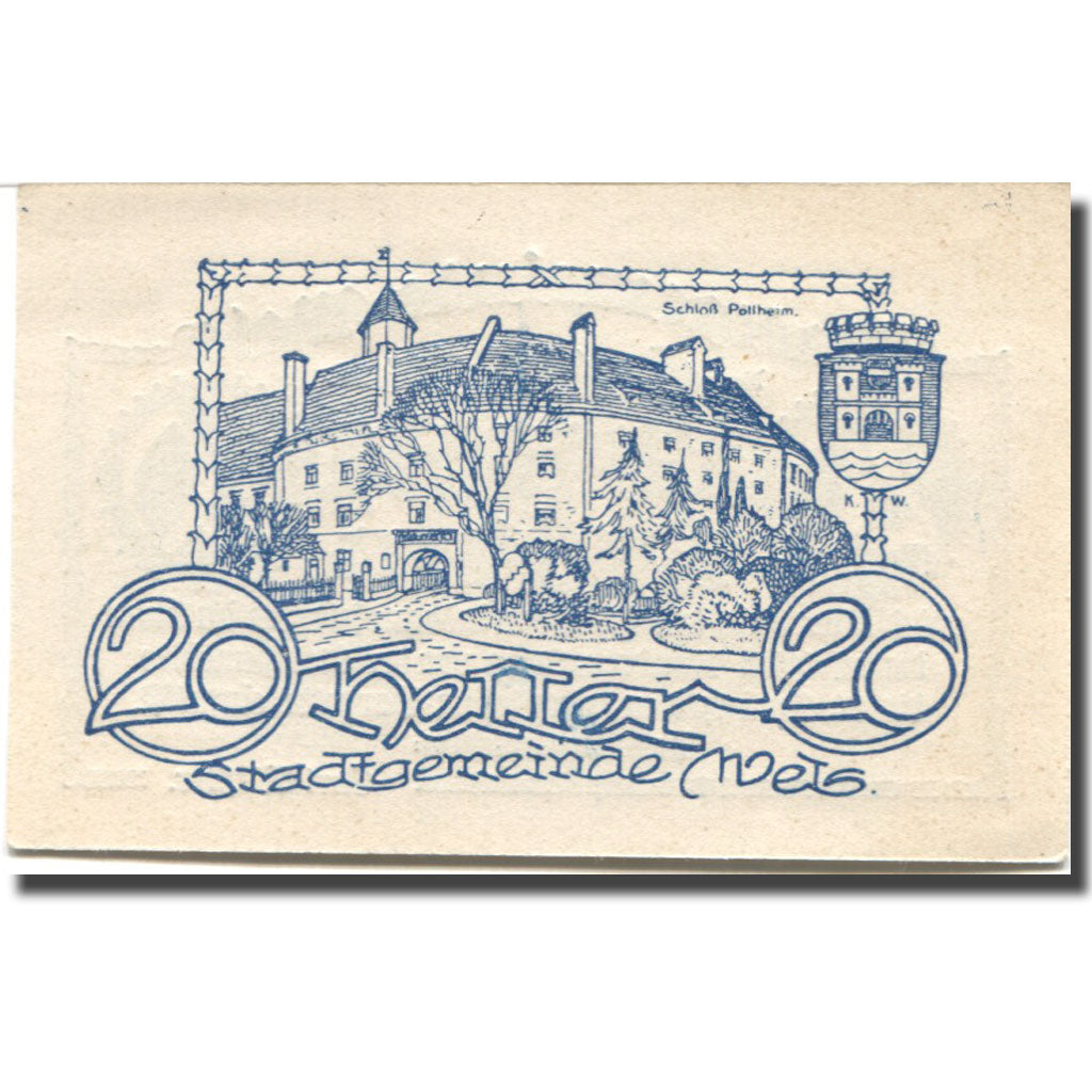 Banknot, Austria, Wels, 20 Heller, château, 1920, 1920-06-30, UNC(63), Mehl:FS