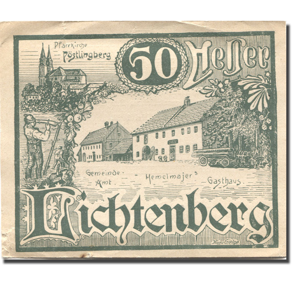Billet, Autriche, Lichtenberg, 50 Heller, ferme 1920-12-31, SUP, Mehl:FS 518a