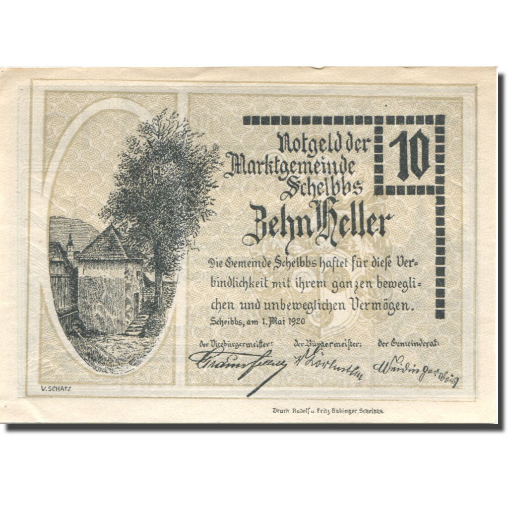 Geldschein, Österreich, Scheibbs, 10 Heller, château, 1920 UNZ- Mehl:FS 957IIb