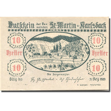 Banconote, Austria, St Martin, 10 Heller, village, 1920 SPL Mehl:FS 913a