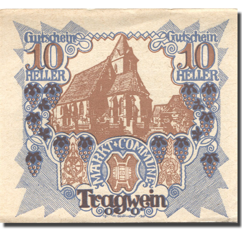 Banconote, Austria, Tragwein, 10 Heller, Eglise 1921-04-30, SPL Mehl:FS 1075Ia