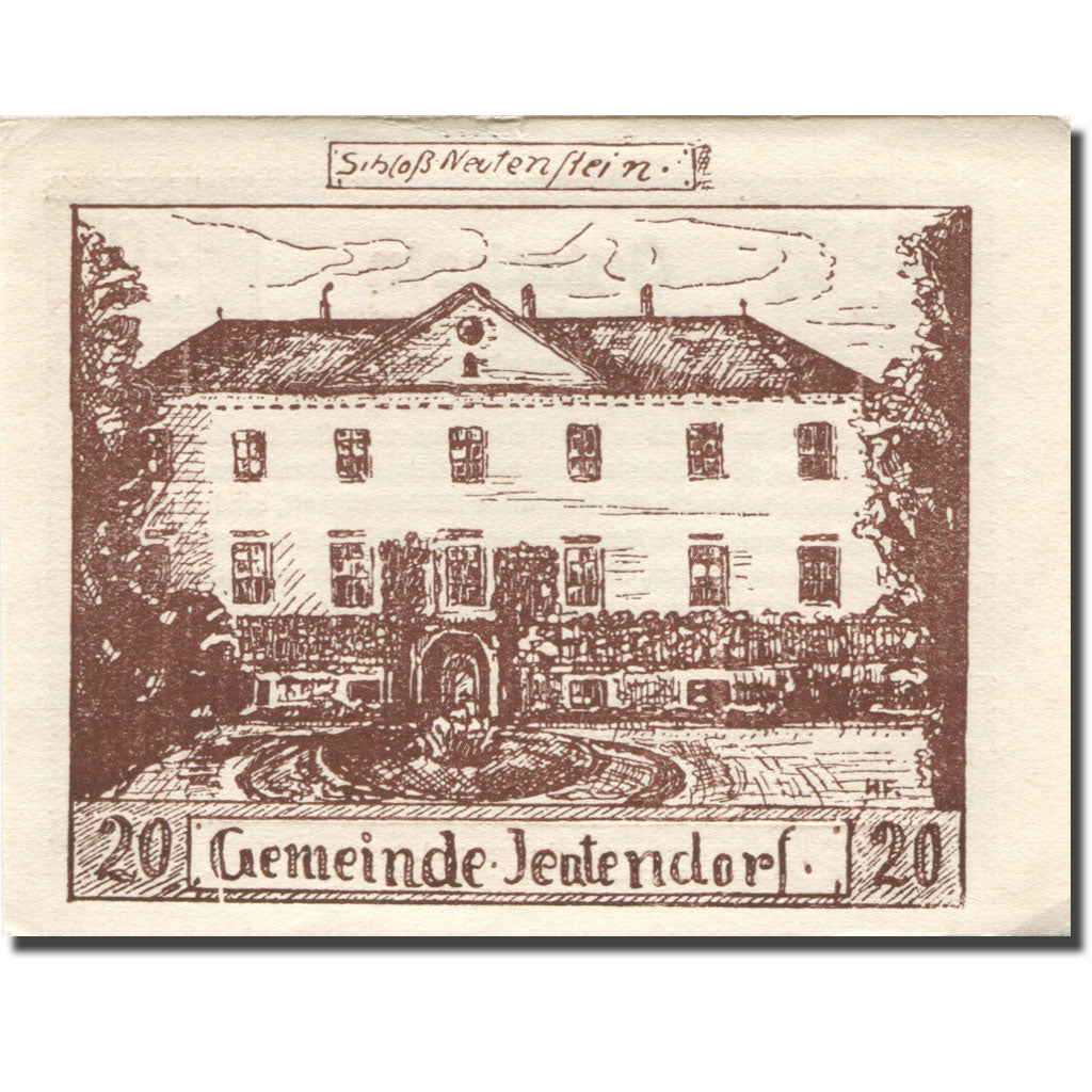 Banconote, Austria, Jeutendorf, 20 Heller, manoir, 1920 SPL Mehl:FS 418a