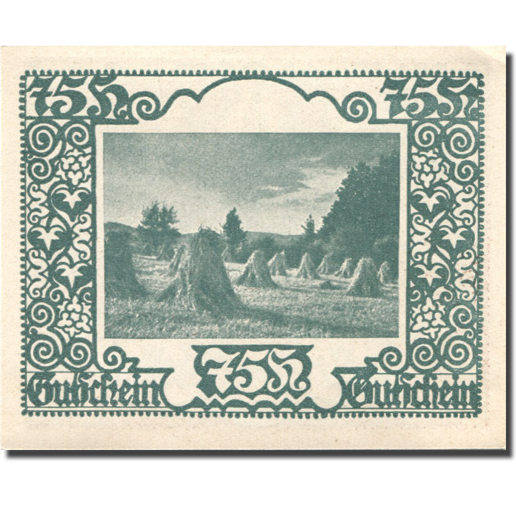 Banconote, Austria, Marienkirchen, 75 Heller, Eglise, 1920, SPL, Mehl:FS 910