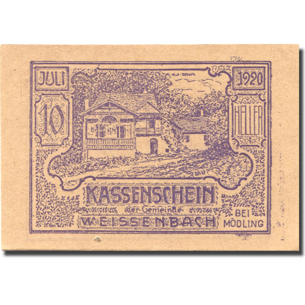 Banconote, Austria, Weissenbach, 10 Heller, ferme, 1920 SPL Mehl:FS 1156Bb