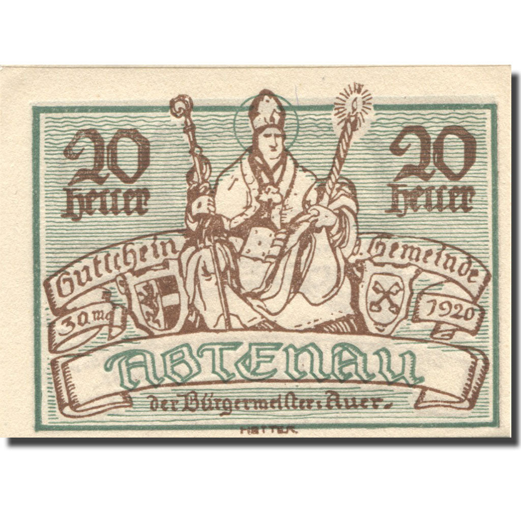 Banconote, Austria, Abtenau, 20 Heller, personnage, SPL, Mehl:FS 3a
