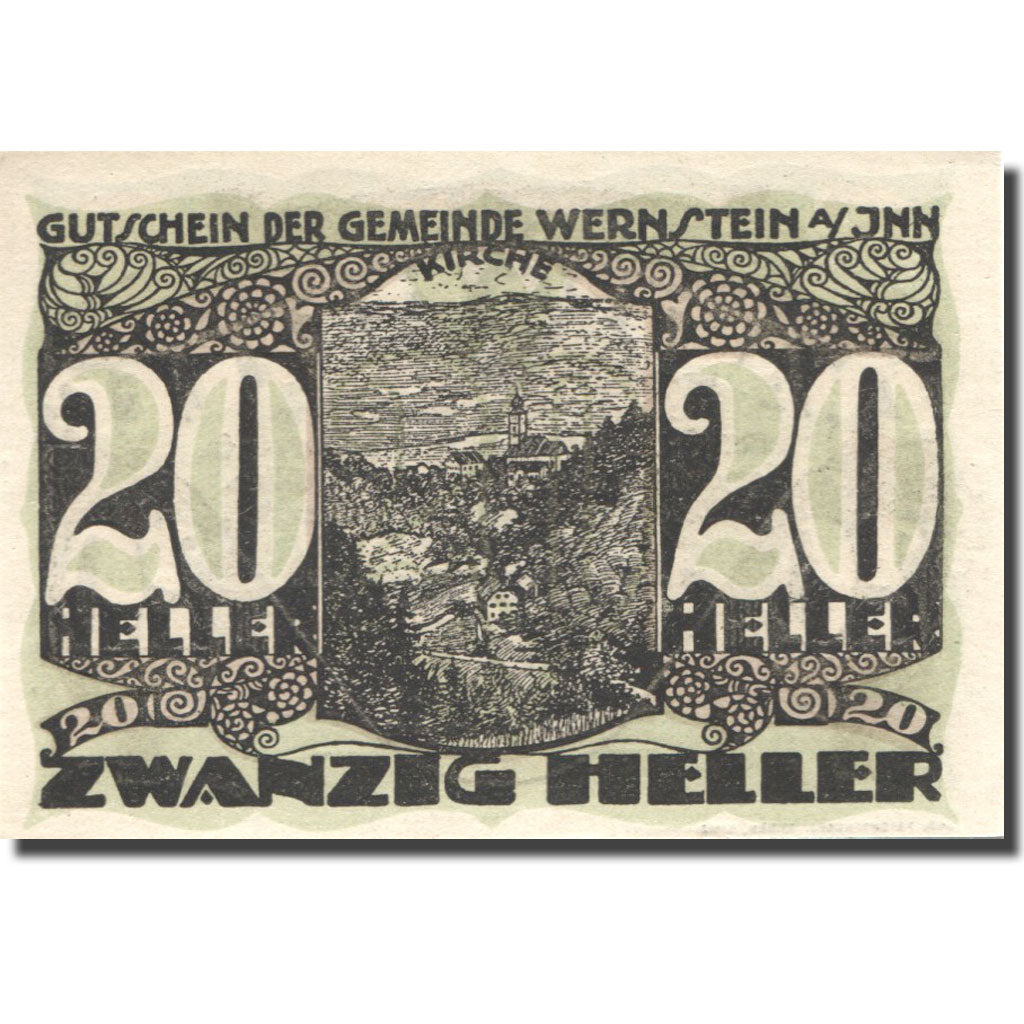 Banconote, Austria, Wernstein, 20 Heller, paysage, 1920, SPL Mehl:FS 1174a