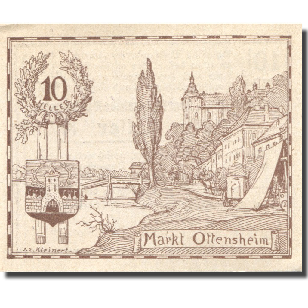 Banconote, Austria, Ottensheim, 10 Heller, château, 1920 SPL Mehl:FS 717
