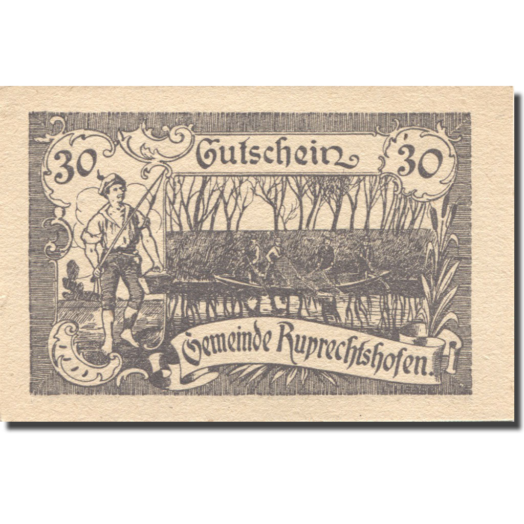 Banconote, Austria, Ruprechtshofen, 30 Heller, pêcheur, 1920 SPL Mehl:FS 901