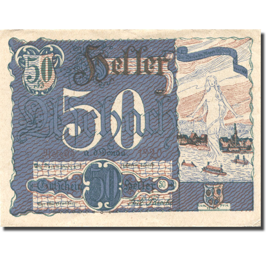 Banconote, Austria, Aschach a/d Donau, 50Heller, fleuven1920 SPL Mehl:FS 53IIb20