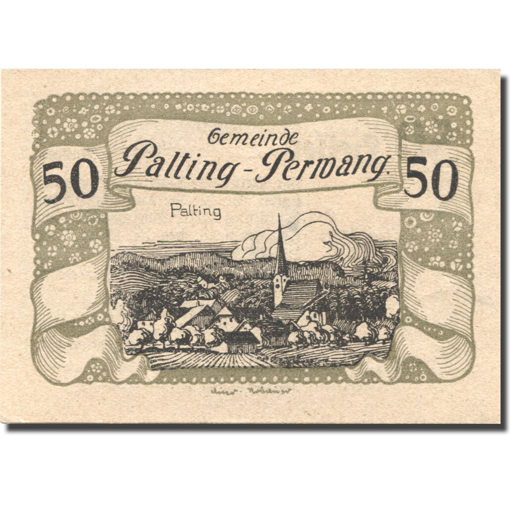 Banconote, Austria, Palting-Perwang, 50 Heller, village, 1921 SPL Mehl:FS 720a3