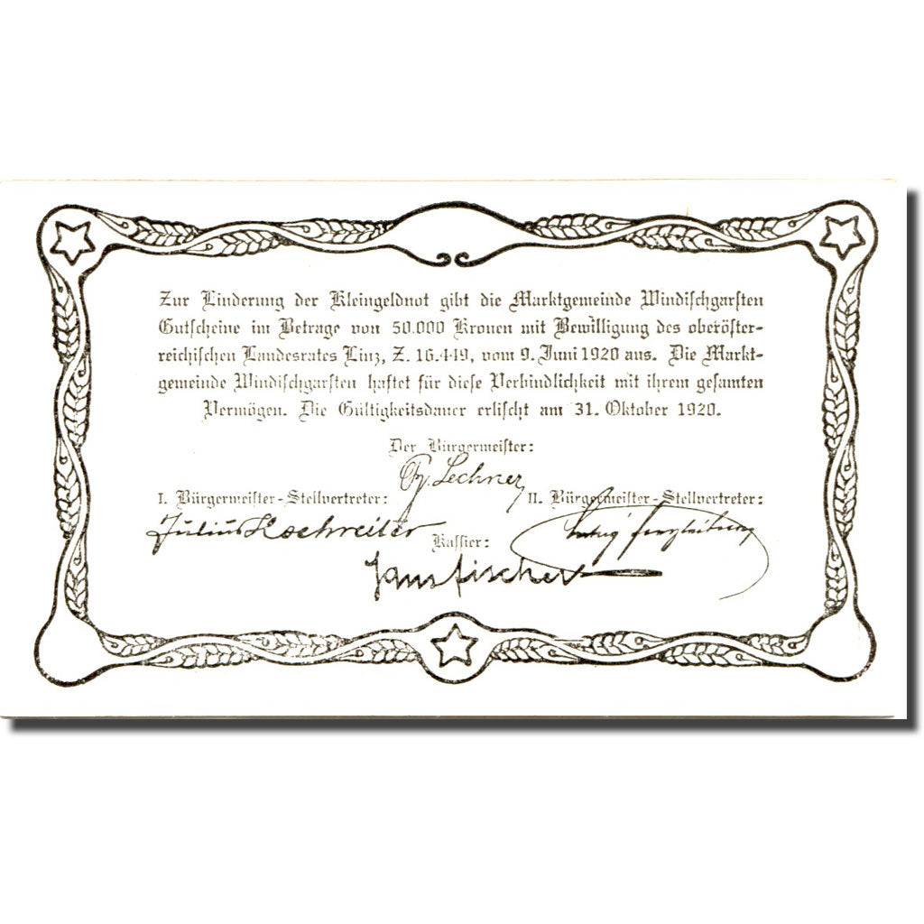 Geldschein, Österreich, Windischgarsten, 20 Heller 1920 UNZ Mehl:FS 1245IIIa